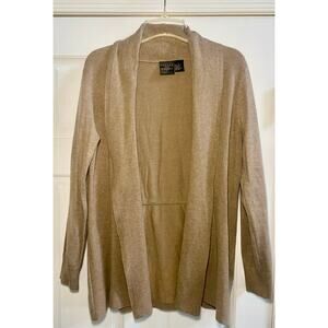 Vtg Tailor B. Moss Women’s Open Front Sweater Cardigan Beige Large Long Sleeve